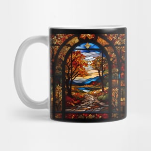 Stained Glass Window Of Autumn Scene Mug